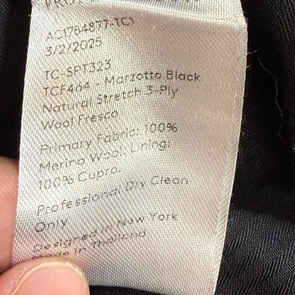 Proper Cloth Black 100% Merino Wool Pleated Dress Pants Flannel Trouser 36x31
